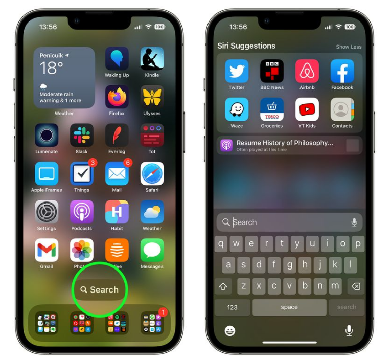 临渭苹果手机维修分享升级到 iOS 16 后，如何删除主屏幕上的搜索按钮 