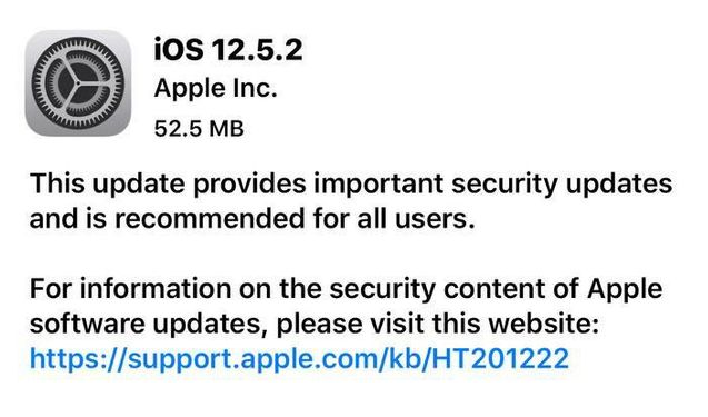 临渭苹果手机维修分享iOS12.5.2发布，建议所有老苹果用户安装 